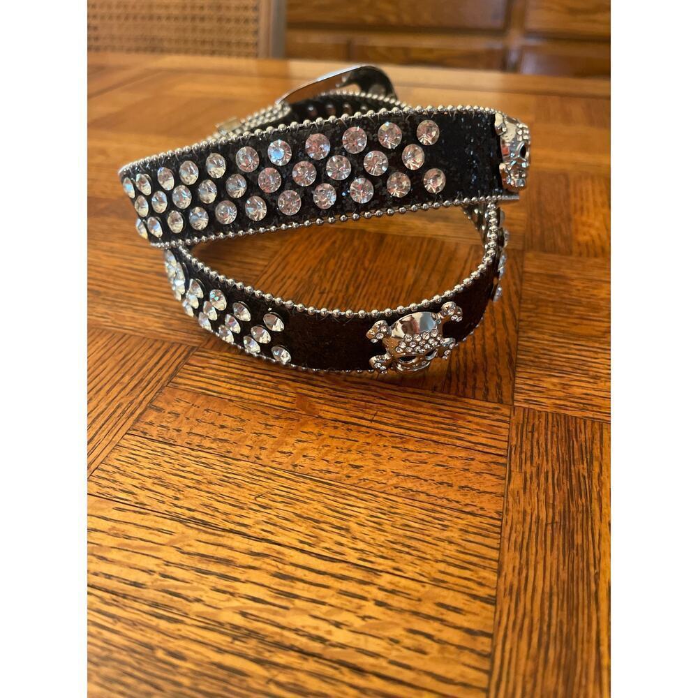 Rhinestone Glitter SKULL belt 44.5” long - Picture 2 of 3